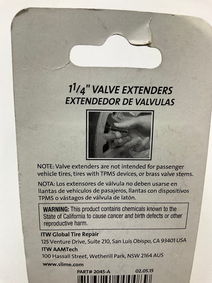 Slime 2045-A Metal Valve Stem Extenders, 1-1/4''