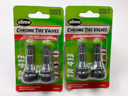 Slime 2078-A Chrome Tubeless Tire Valves - TR413, 1-1/4'' - 4 PACK