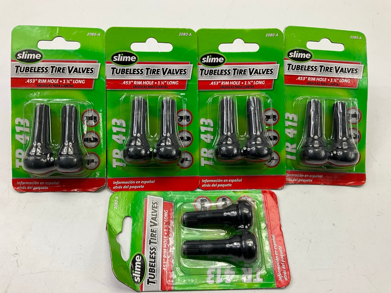 5 PACKs - Slime 2080-A  TR413 Rubber Tubeless Tire Valves 60 PSI