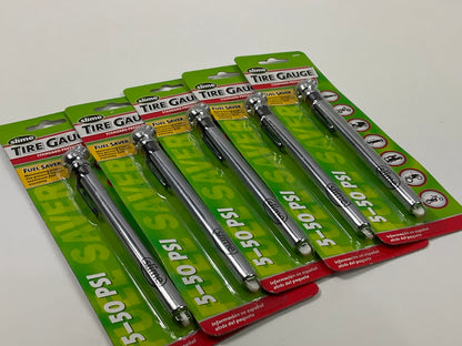 (5) Slime 22012 Chrome Pencil Tire Gauge (5-50 PSI)