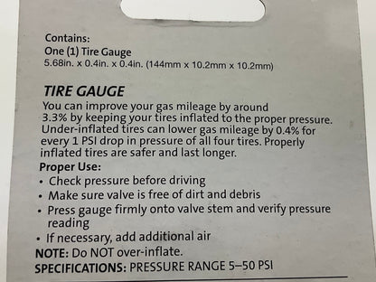 (5) Slime 22012 Chrome Pencil Tire Gauge (5-50 PSI)