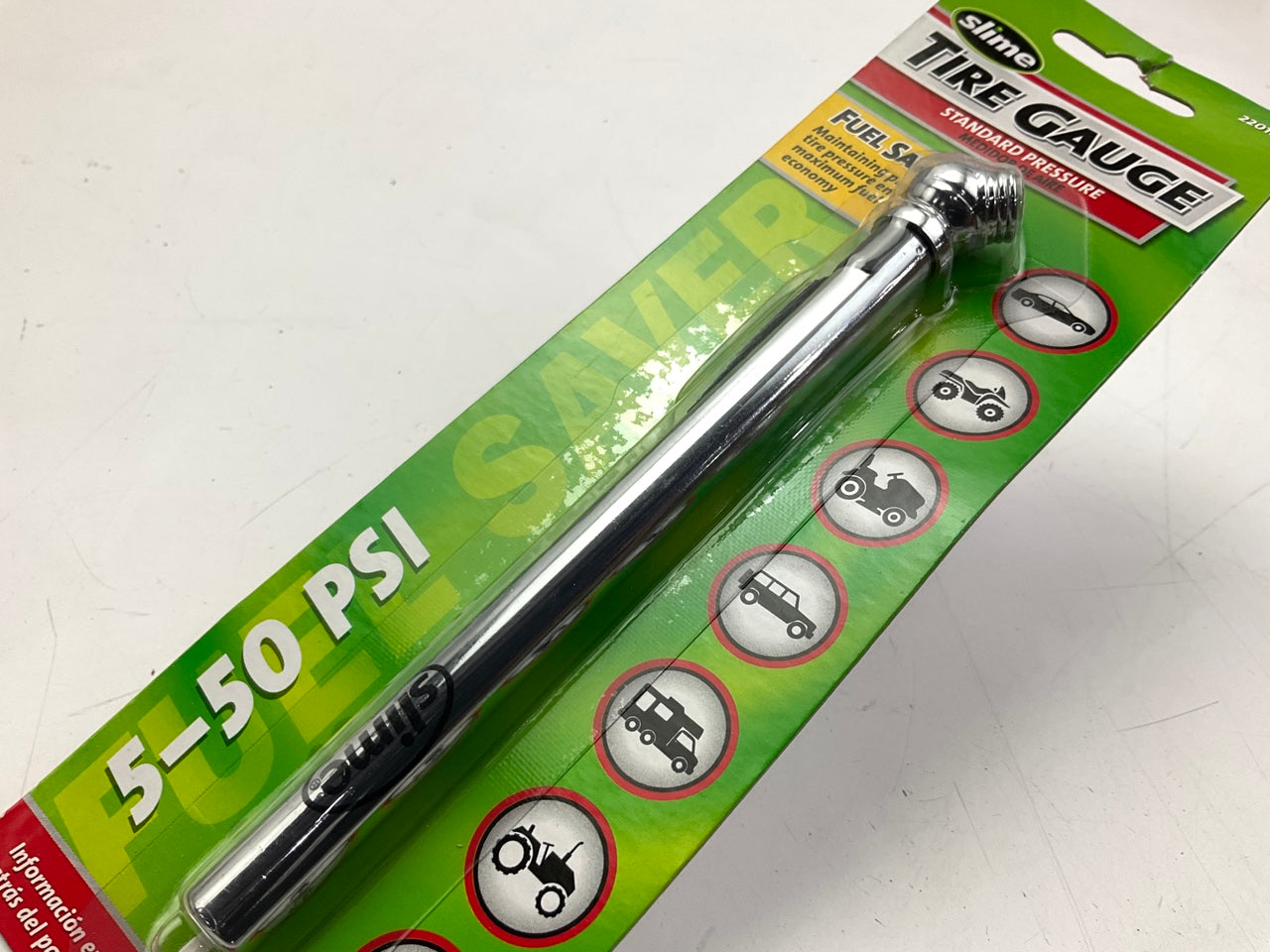 Slime 22012 Chrome Pencil Tire Gauge (5-50 PSI)