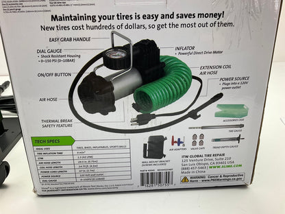 Slime 40045 110V Tire Air Inflator Pump With Wall Mount Bracket & Hose 0-150 PSI