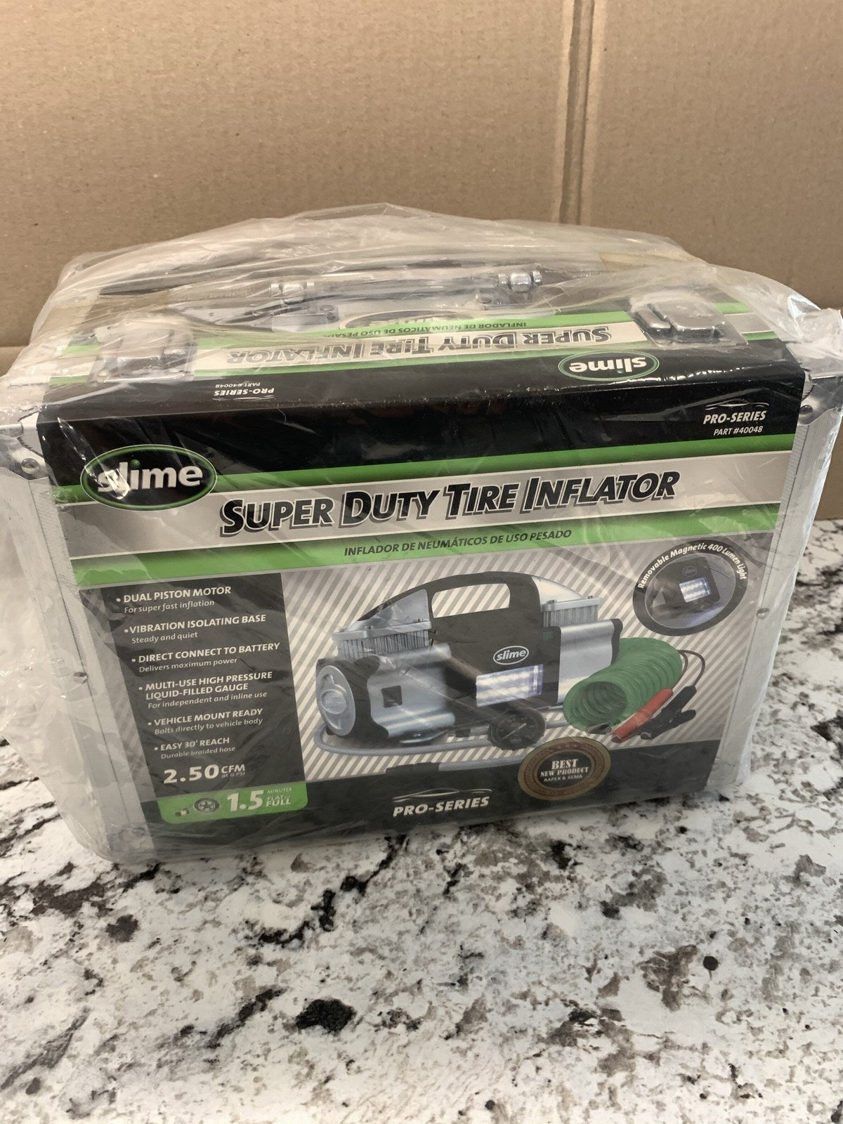 Slime 40048 Super Duty Tire Inflator Pump 1.5 Min Flat To Full, 2.50 CFM 12V