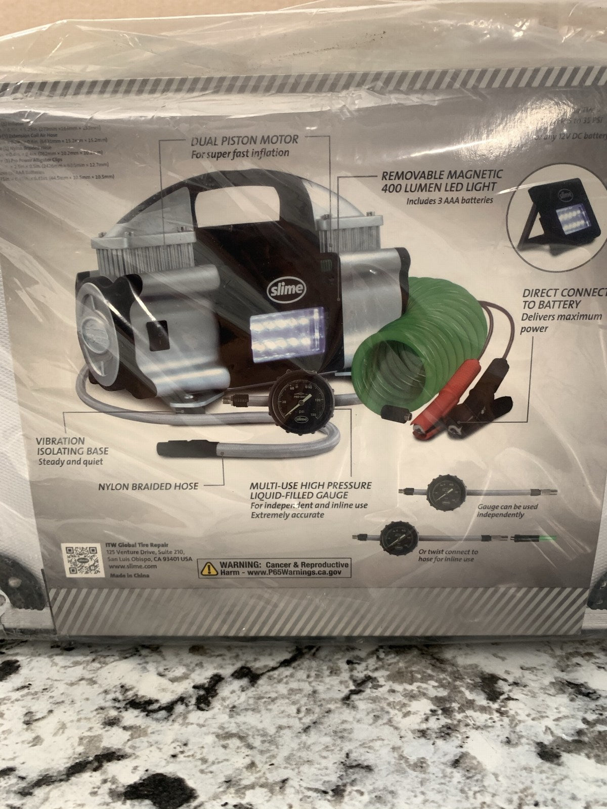 Slime 40048 Super Duty Tire Inflator Pump 1.5 Min Flat To Full, 2.50 CFM 12V