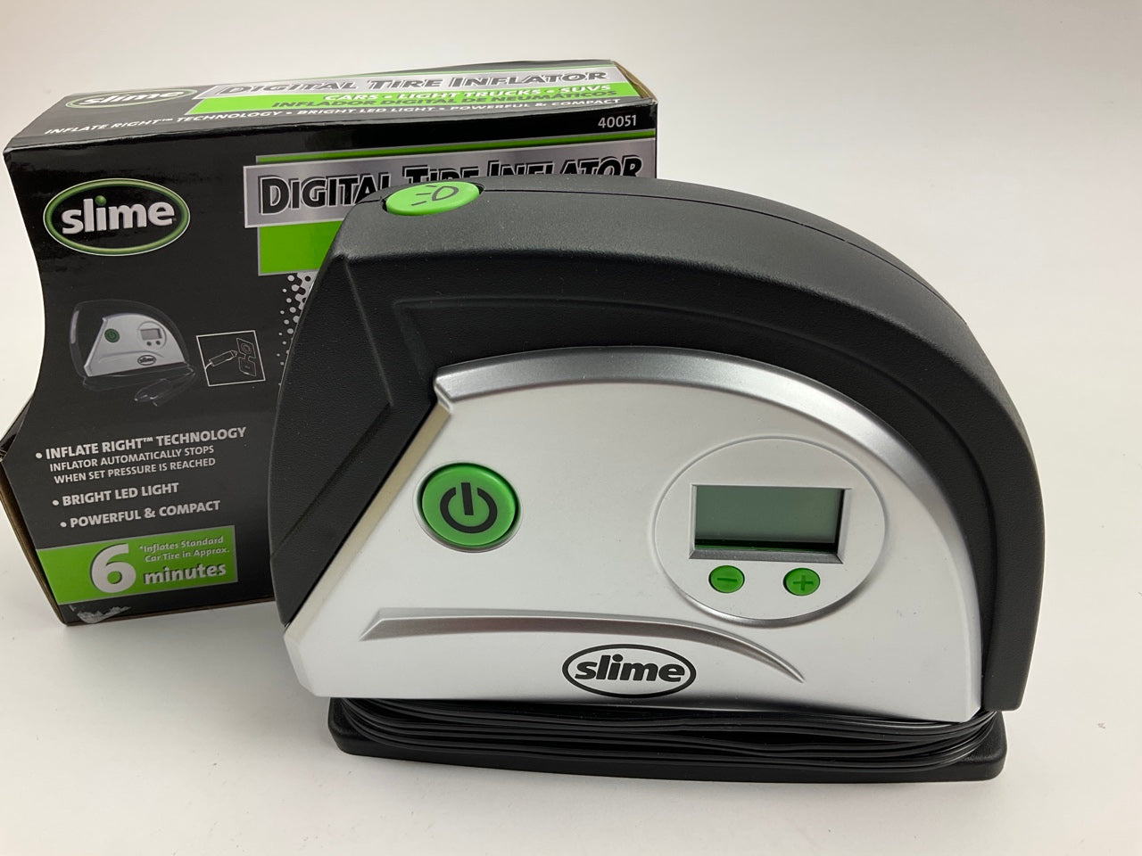 Slime 40051 12V Digital Tire Inflator Air Compressor Pump / Gauge With LED Light