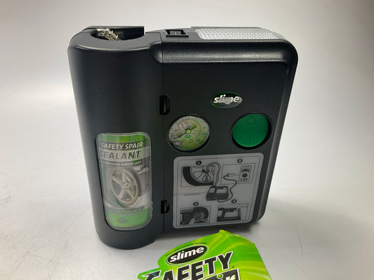 Slime 70005 Safety 7-Minute 12V Flat Tire Air Pump W/ Repair Sealer Spray