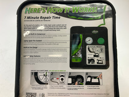 Slime 70005 Safety Spair 7-Minute 12V Flat Tire Repair Air Pump W/ Sealer System