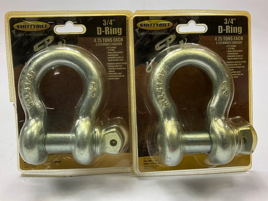 (2) Smittybilt 13047 3/4'' D-Ring Shackle, Silver, 4.75 Ton Rating, Heavy Duty