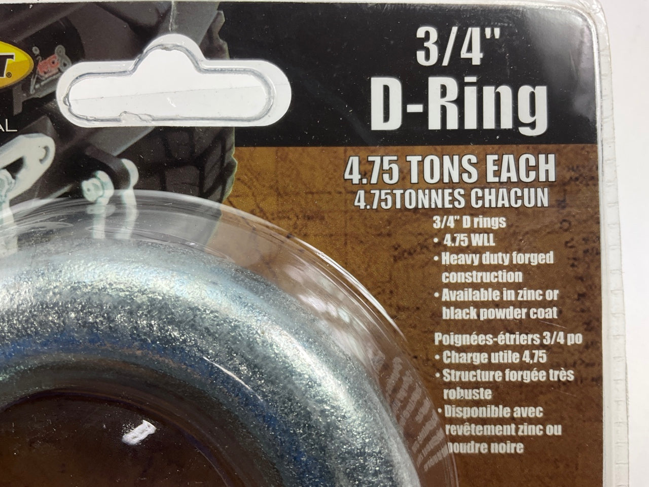 Smittybilt 13047 3/4'' D-Ring Shackle, Silver Finish, 4.75 Ton Rating, Heavy Duty