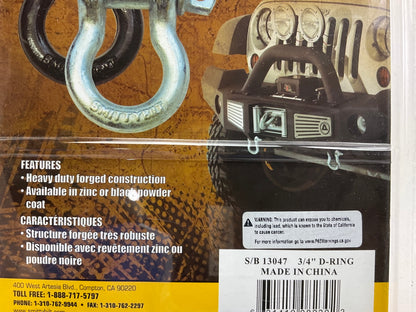 Smittybilt 13047 3/4'' D-Ring Shackle, Silver Finish, 4.75 Ton Rating, Heavy Duty