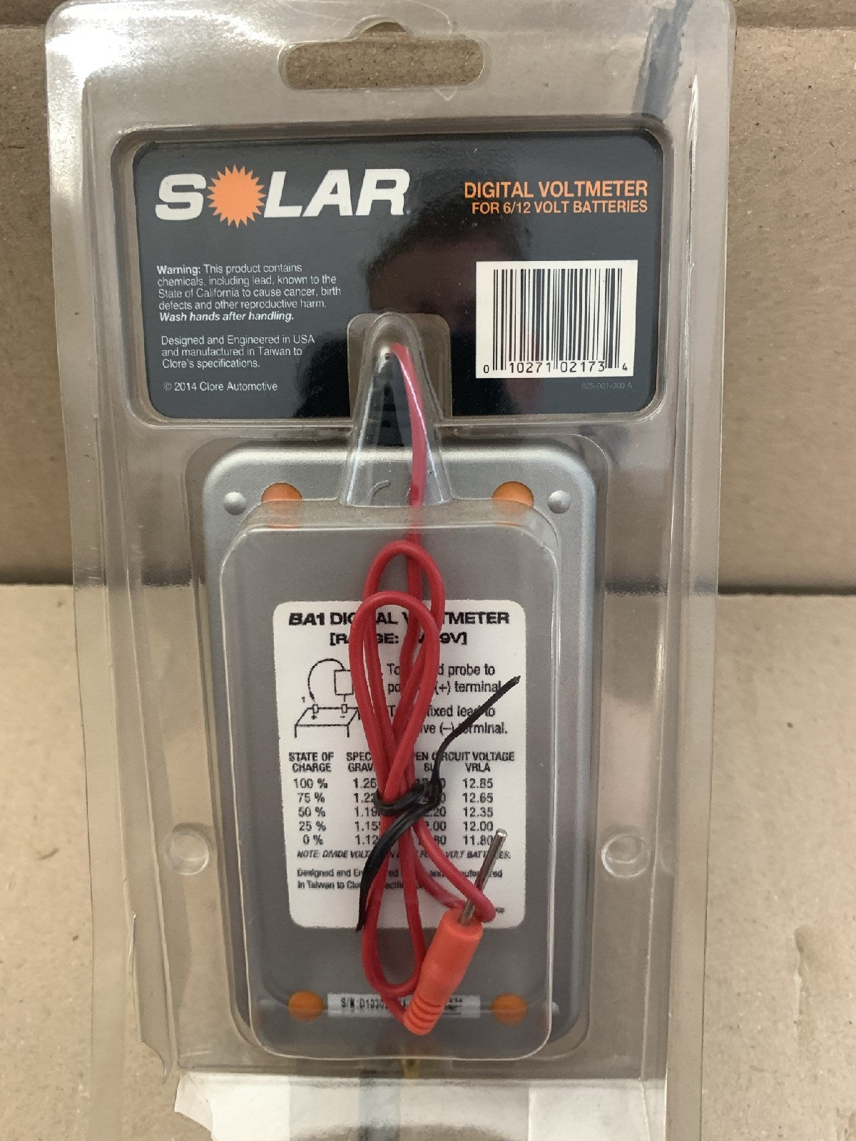 Solar BA1 Digital Voltmeter 6V-12V Volt Meter