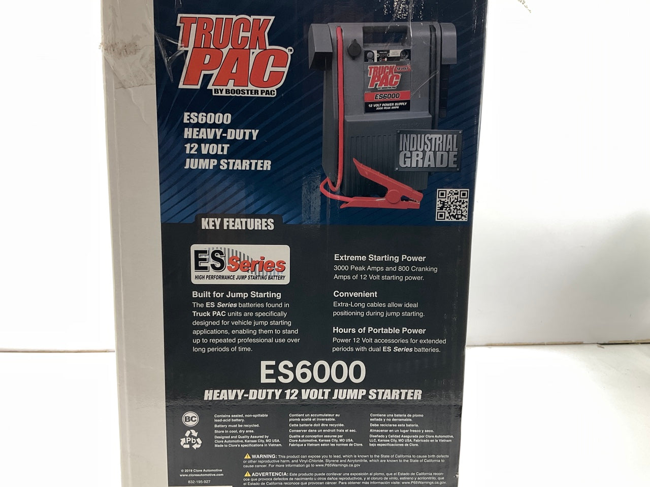 Truck Pac ES6000 Jump Starter Batttery Booster Pack 3000 AMP Peak, HD 54'' Cables