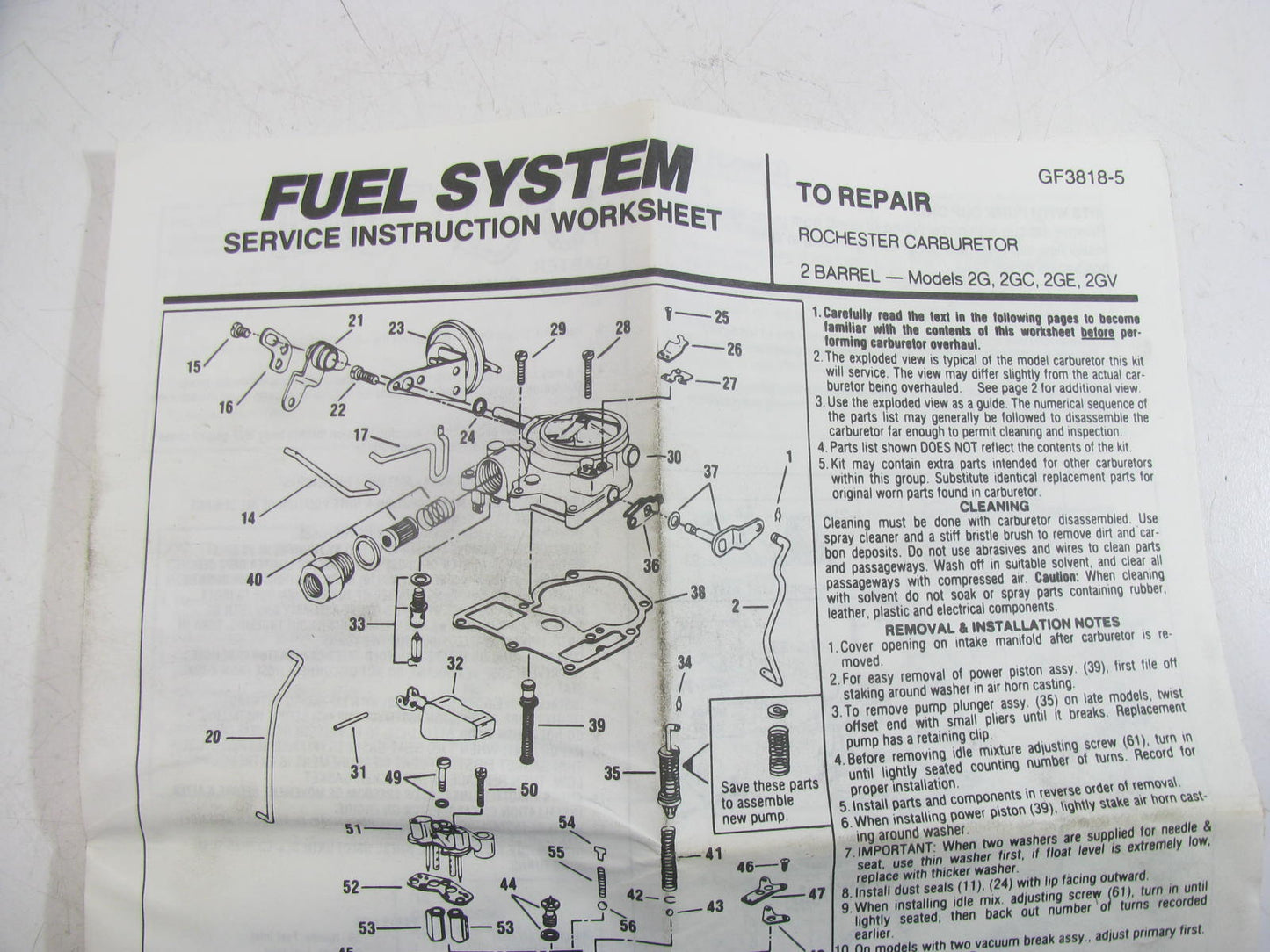 Sorensen 96-357 Carburetor Rebuild Kit 1977-1978 GM Rochester 2-BBL