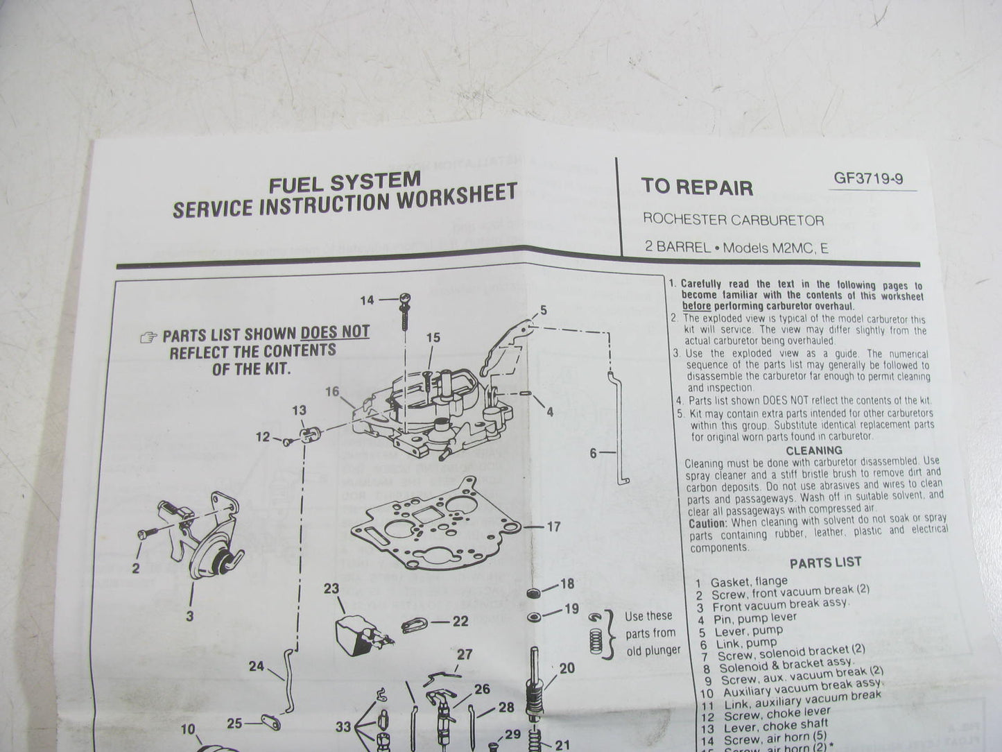 Sorensen 96-363A Carburetor Rebuild Kit for 1977-1980 Rochester M2MC M2ME