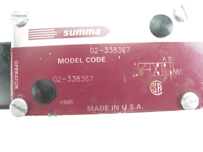 NEW - OUT OF BOX 02-338367 Summa Hydraulic Directional Valve - MADE IN USA