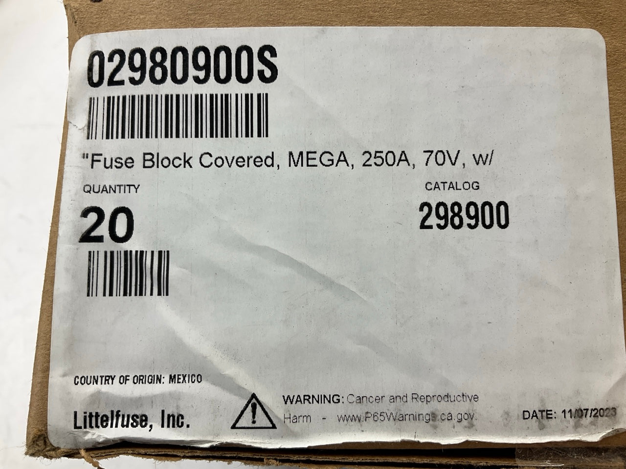 Littelfuse 02980900S Mega Fuse Block With Cover, 500 Amp (500A) Max, W/ Cover