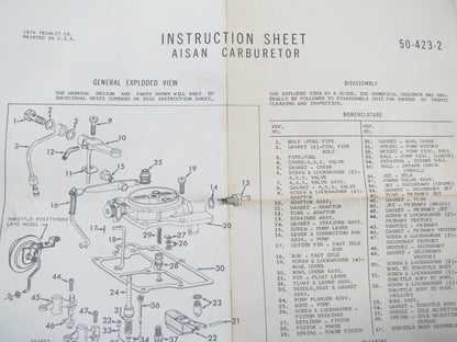 White Box 08-11509 Carburetor Rebuild Repair Kit - 1970-73 Toyota Corolla 1.2L