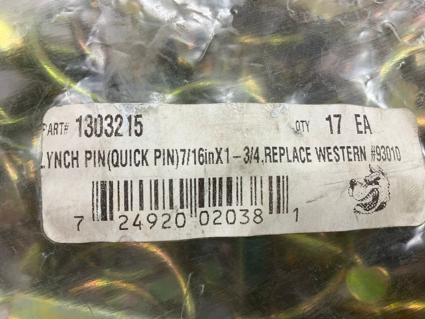 Lynch Pin # 1303215 SAM Snow Plow Shoe Assembly Linch Pin, 7/16'' X 1-3/4''