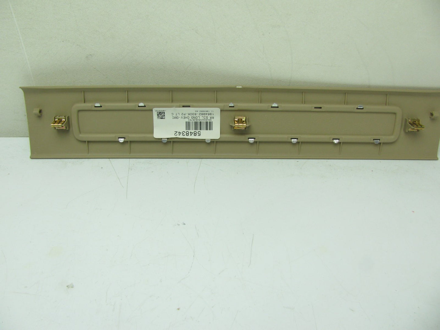NEW UNBOXED OEM GM Long Rear Door Sill Cover Plate W/ Logo Cashmere 15848342