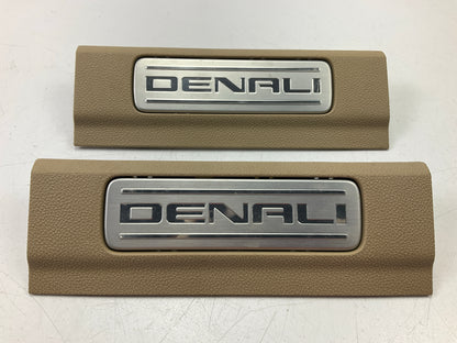 (2) NEW UNBOXED OEM GM Short Rear Door Sill Plates TAN - 2007-2014 Yukon Denali