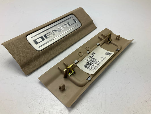(2) NEW UNBOXED OEM GM Short Rear Door Sill Plates TAN - 2007-2014 Yukon Denali