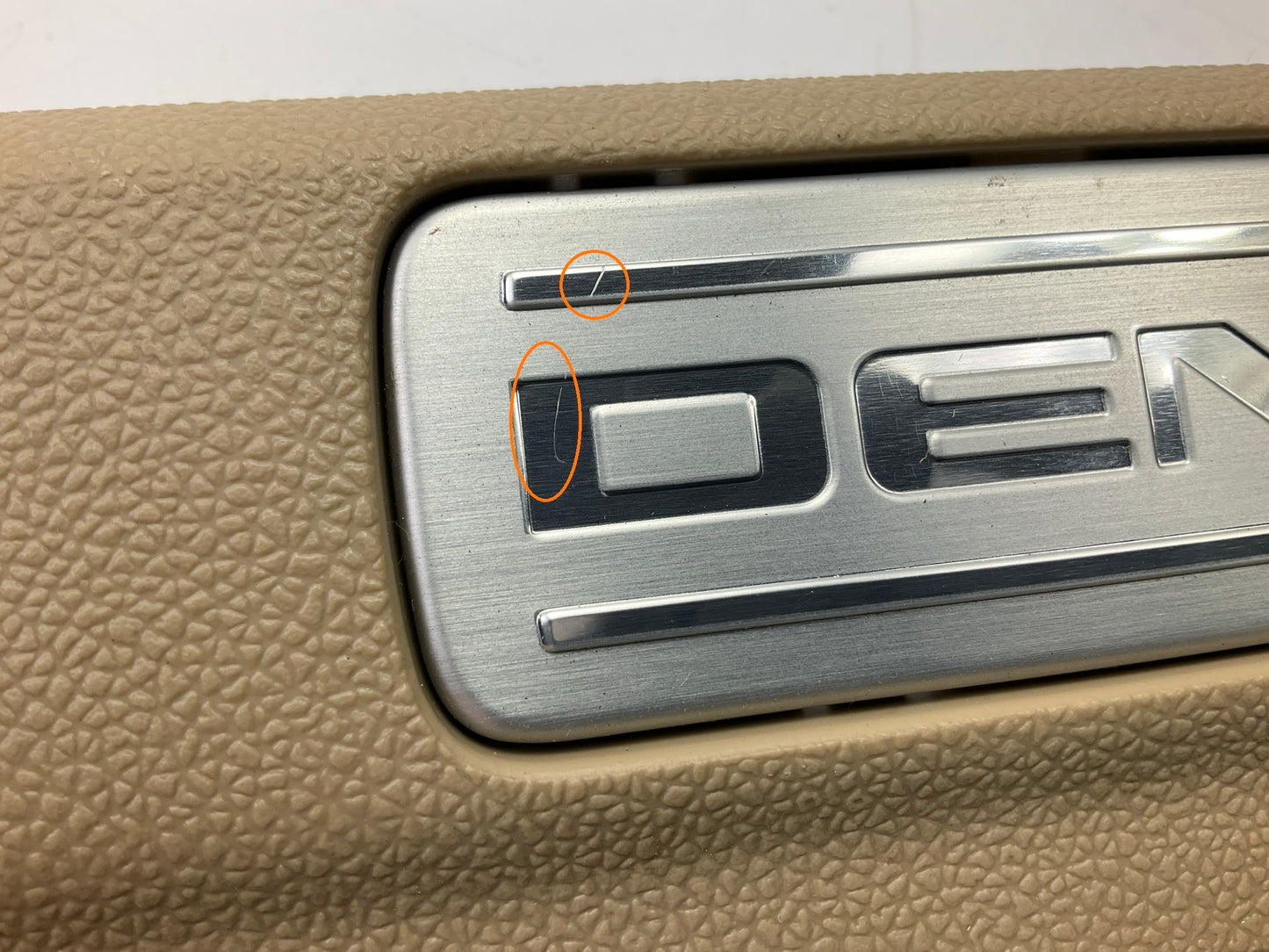 (2) NEW UNBOXED OEM GM Short Rear Door Sill Plates TAN - 2007-2014 Yukon Denali
