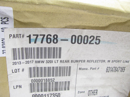 New Aftermarket 2013-2017 BMW 320I LEFT L.H. REAR BUMPER REFLECTOR, M SPORT LINE