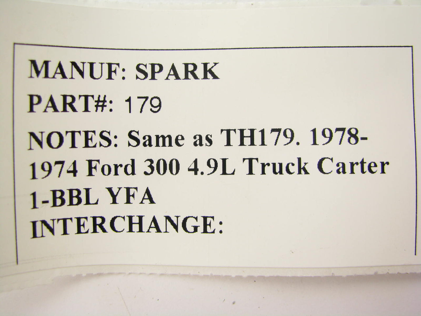 NEW - Out Of Box 179 Carburetor Choke Thermostat 1978-1974 Ford 4.9L Carter YFA