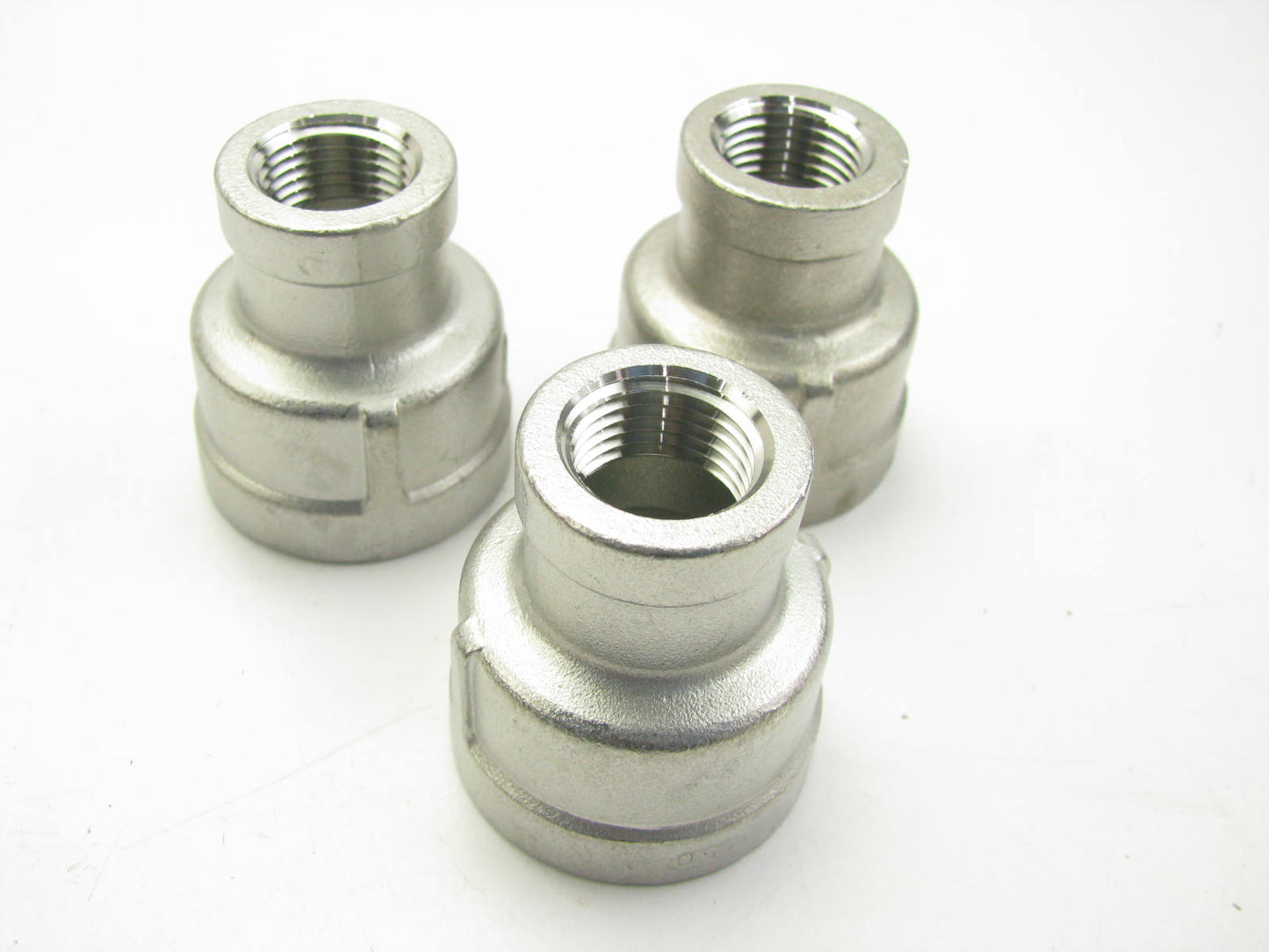 (3) Reducer Couplers: 304 Stainless Steel, 1'' To 1/2'' Female NPT X Female NPT
