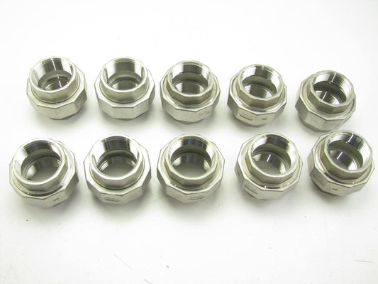 (10) Union: 304 Stainless Steel, 1-1/2'' Female NPT X 1-1/2'' Female NPT