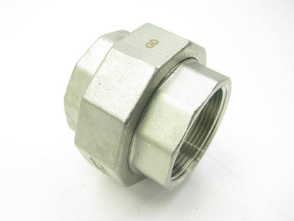 (3) 1LUF8 Union, 304 Stainless Steel, 1-1/2'' Female NPT X 1-1/2'' Female NPT