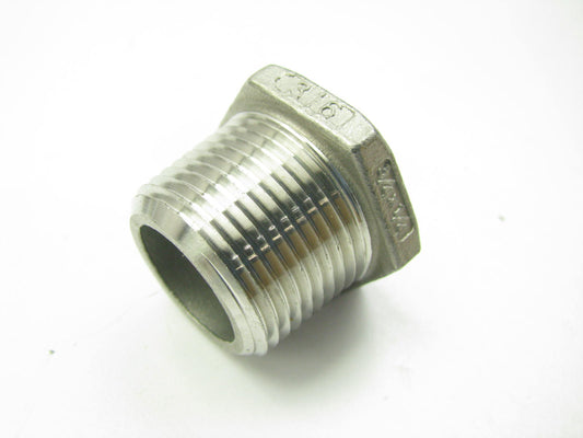 (10) Hex Reducing Bushing: 316 Stainless Steel, 3/4'' Male NPT X 1/4'' Female NPT