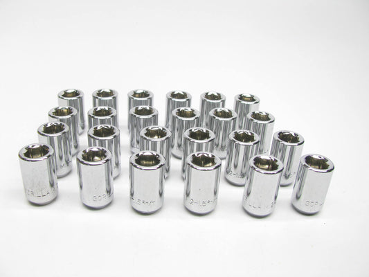 (24)  12mm X 1.5 Hex Socket Lug Nuts Tapered (60°) Seat RH Thread Chrome