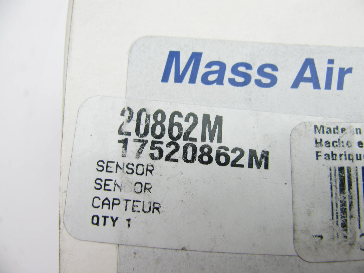 REMAN - OUT OF BOX 20862M MAF Mass Air Flow Sensor