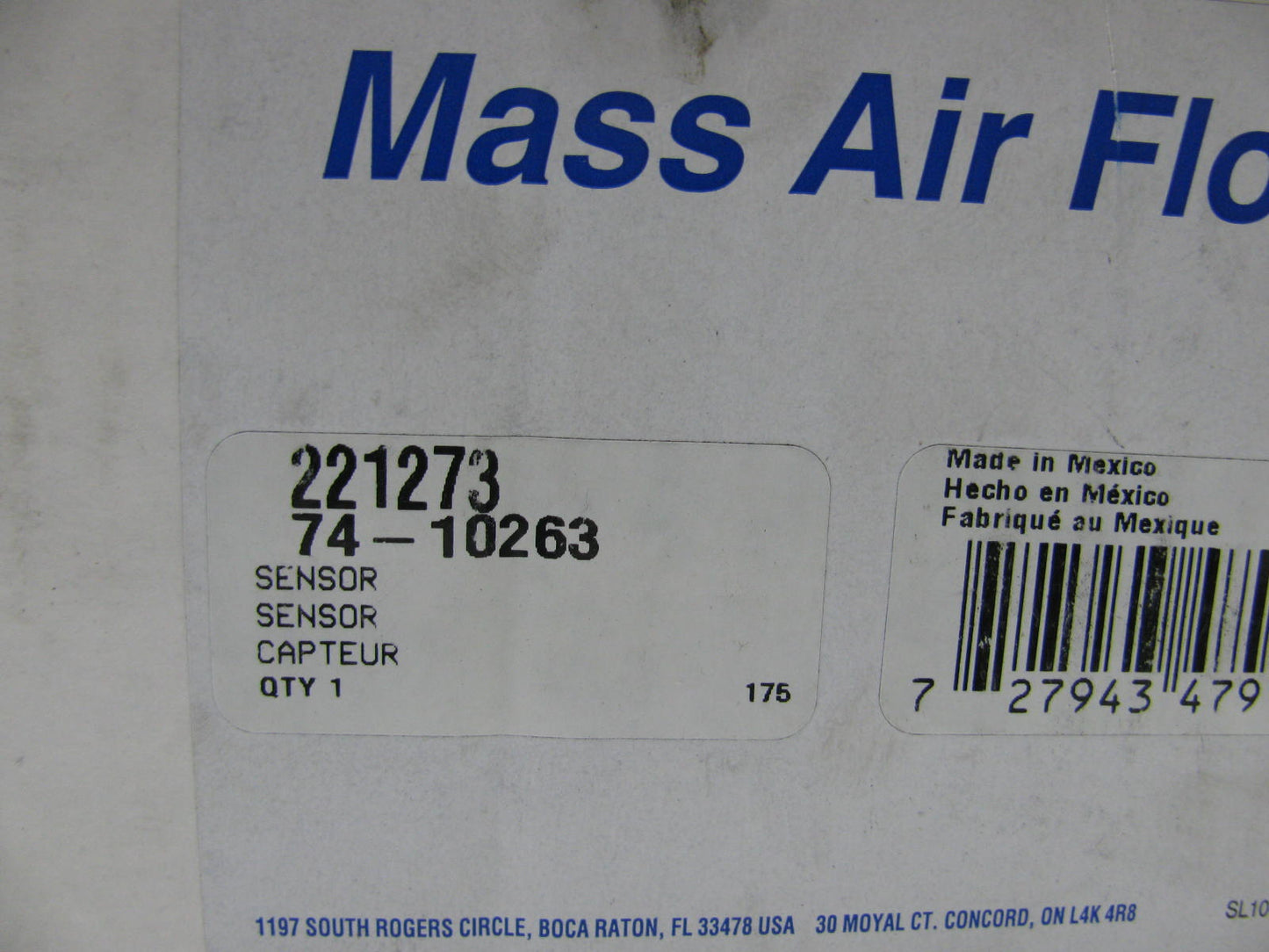 UNBOXED BSE  221273 Mass Air Flow Sensor For 1998-1999 Mercedes-Benz CL500, S500