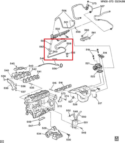 NEW - UNBOXED GM 24575564  Fuel Rail Feed Line For 1996-2002 GM 2.4L