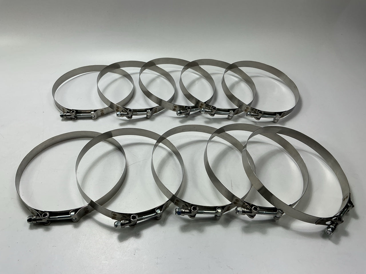 (10) Ideal T-bolt Hose Clamps 7'' To 7.31'' Hose, 3/4'' Wide, Stainless Steel
