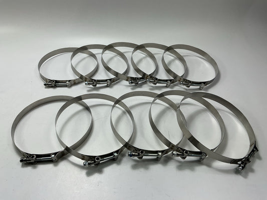 (10) Ideal T-bolt Hose Clamps 7'' To 7.31'' Hose, 3/4'' Wide, Stainless Steel
