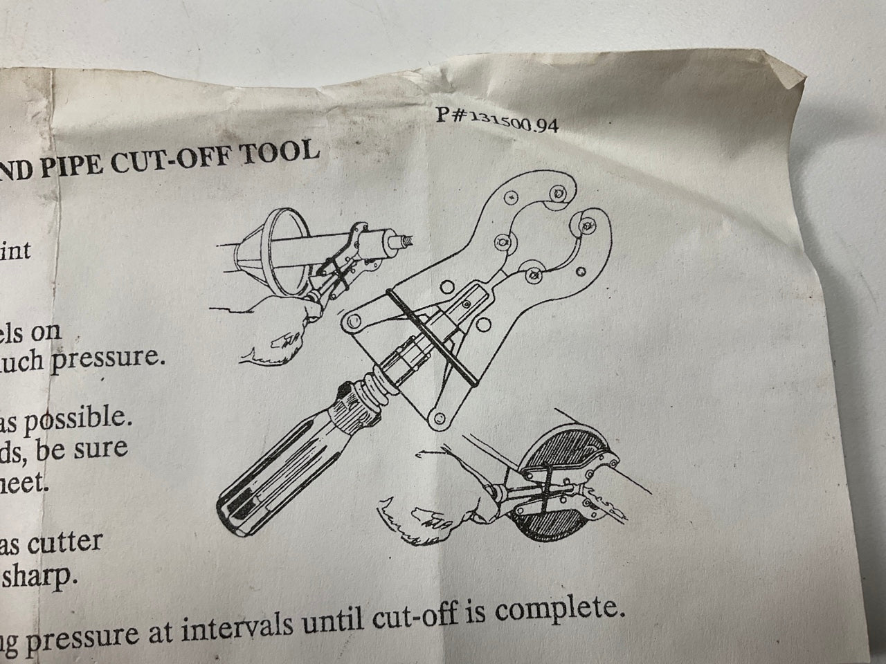 USED Tool #10 - Lisle 31500 Muffler Exhaust Cutter Tool 1-3/8''-2-1/2'' Pipe