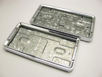 (x2) VINTAGE DIETZ Chrome-plated Steel License Plate Frame Holder Bracket