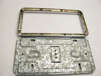 (x2) VINTAGE DIETZ Chrome-plated Steel License Plate Frame Holder Bracket