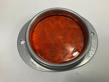 Grote 4019 Amber / Silver Steel Two-Hole Trailer Reflector, 3'' Lens, Vintage USA