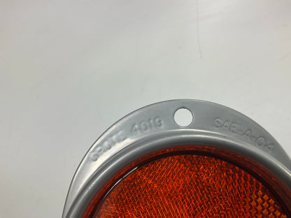 Grote 4019 Amber / Silver Steel Two-Hole Trailer Reflector, 3'' Lens, Vintage USA