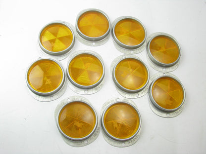 (x10) Reflex Reflector Yellow ( Amber) Steel Two-Hole Mounting Reflector