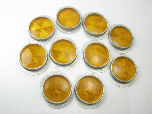 (x10) Reflex Reflector Yellow ( Amber) Steel Two-Hole Mounting Reflector