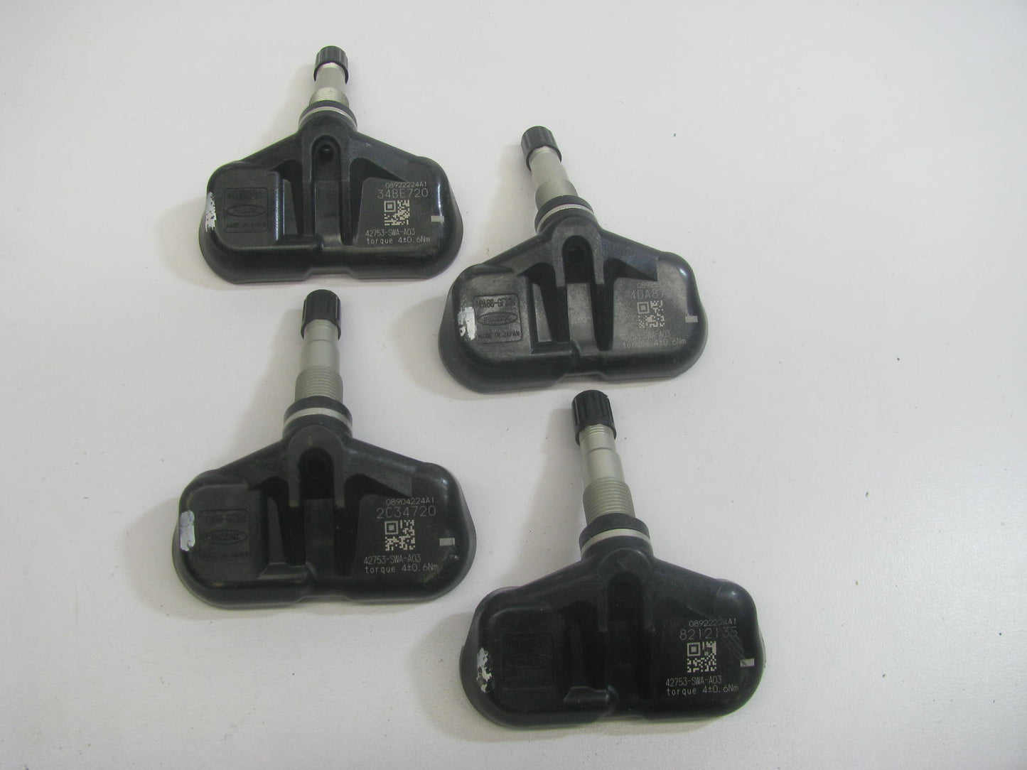 (4) USED OEM Honda 42753-SWA-A03 TPMS Tire Pressure Monitor Sensors