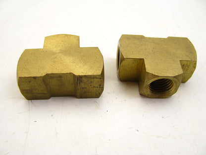 (2) OUT OF BOX Dorman Help! 43018 Tee 1/4'' NPT BRASS FEMALE TEE  (PAIR)