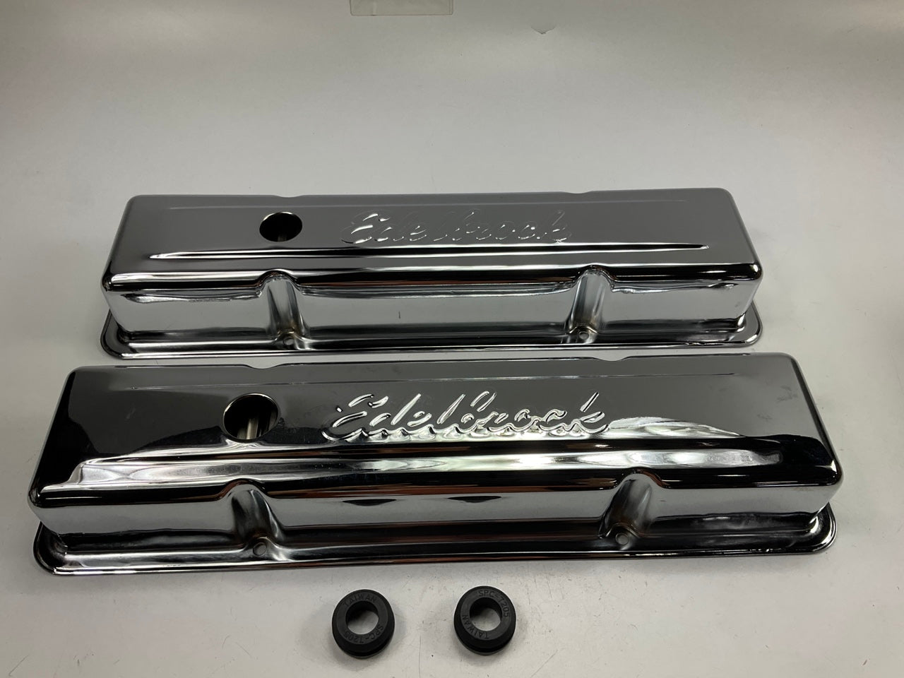 New Unboxed Edelbrock 4449 Chrome Signature Valve Covers 59-86 Chevy Small Block