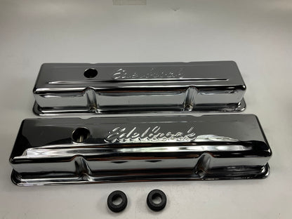 New Unboxed Edelbrock 4449 Chrome Signature Valve Covers 59-86 Chevy Small Block